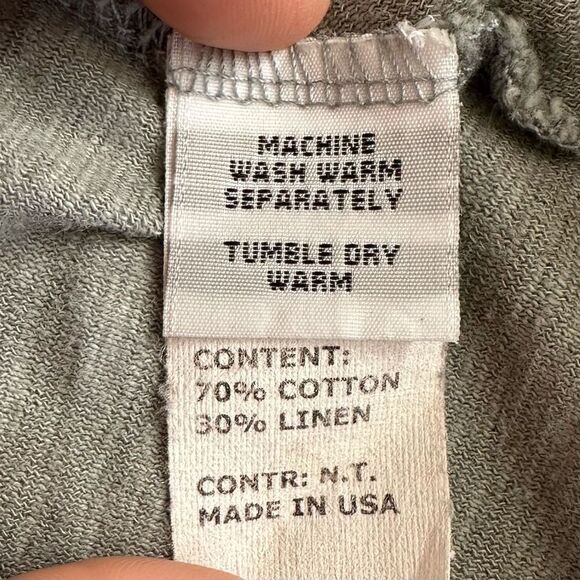 Cut Loose Linen Blend Heathered Gray 3/4 Sleeves Tee, Sz Large - Picture 9 of 11